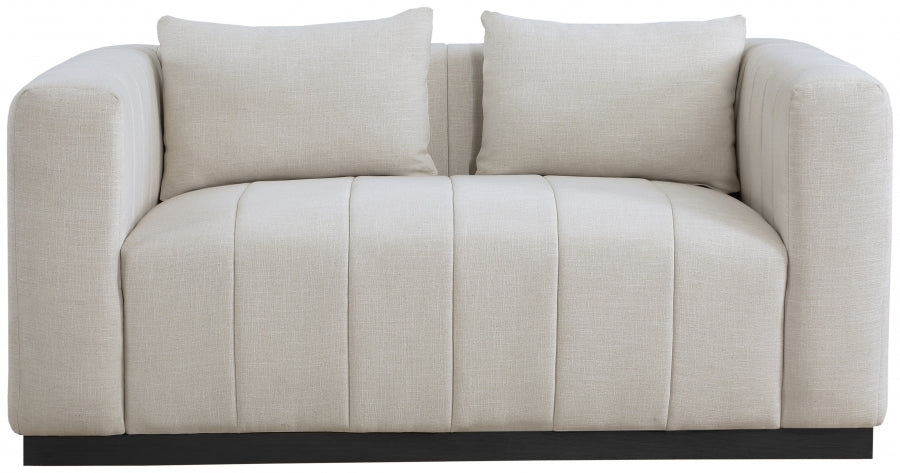 Lucia Linen Textured Fabric Loveseat