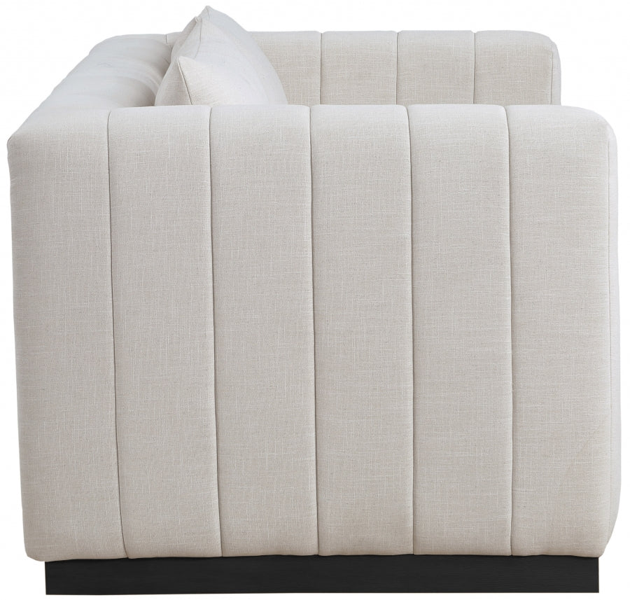 Lucia Linen Textured Fabric Loveseat