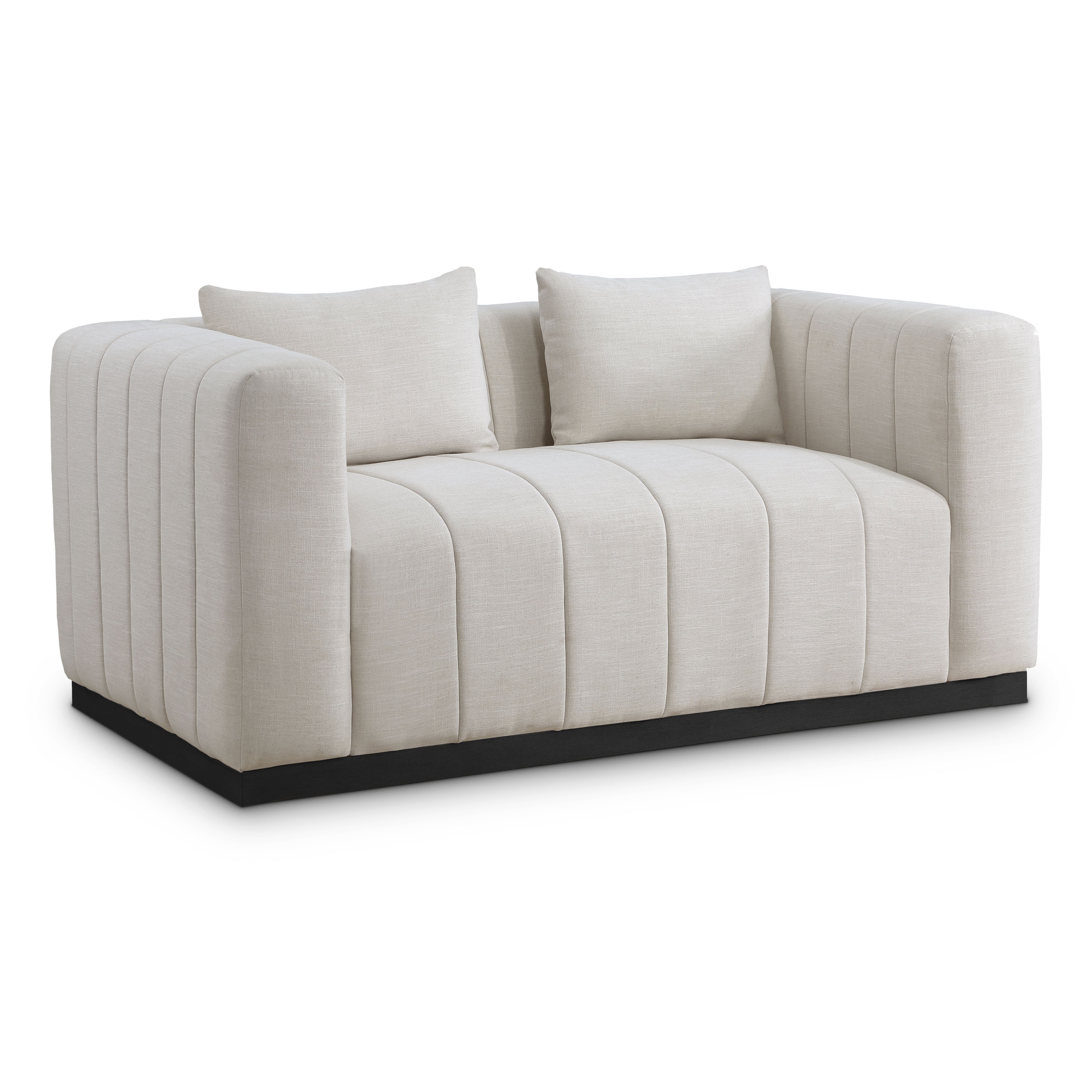 Lucia Linen Textured Fabric Loveseat