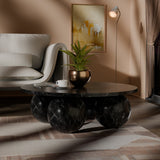 Spherical Coffee Table - Luxurious Art Deco Design with Genuine Marquino Marble and Unique Bases