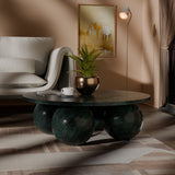 Spherical Coffee Table - Luxurious Art Deco Design with Genuine Marquino Marble and Unique Bases