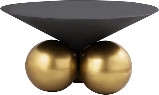 Naples Glamorous Cement Top Coffee Table with Brushed Brass Base – Contemporary Artful Design