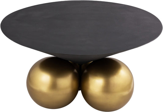 Naples Glamorous Cement Top Coffee Table with Brushed Brass Base – Contemporary Artful Design