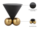 Naples Sculptural End Table - Glamorous Grey Cement Top with Brushed Brass Base for Modern Elegance