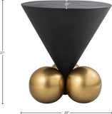 Naples Sculptural End Table - Glamorous Grey Cement Top with Brushed Brass Base for Modern Elegance