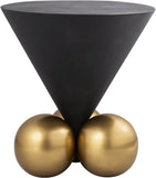 Naples Sculptural End Table - Glamorous Grey Cement Top with Brushed Brass Base for Modern Elegance