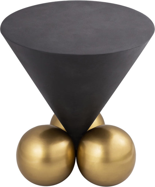 Naples Sculptural End Table - Glamorous Grey Cement Top with Brushed Brass Base for Modern Elegance