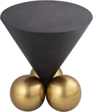 Naples Sculptural End Table - Glamorous Grey Cement Top with Brushed Brass Base for Modern Elegance