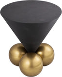Naples Sculptural End Table - Glamorous Grey Cement Top with Brushed Brass Base for Modern Elegance
