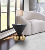 Naples Sculptural End Table - Glamorous Grey Cement Top with Brushed Brass Base for Modern Elegance