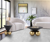 Naples Sculptural End Table - Glamorous Grey Cement Top with Brushed Brass Base for Modern Elegance