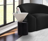 Damon Iron Contemporary End Table - Sleek Design with Artful Metal Top and Modern Matte Base
