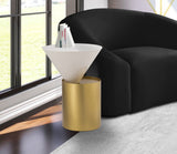Damon Iron Contemporary End Table - Sleek Design with Artful Metal Top and Modern Matte Base