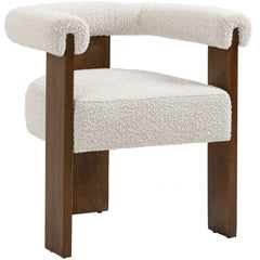 Barrel Cream Boucle Fabric Dining Chair