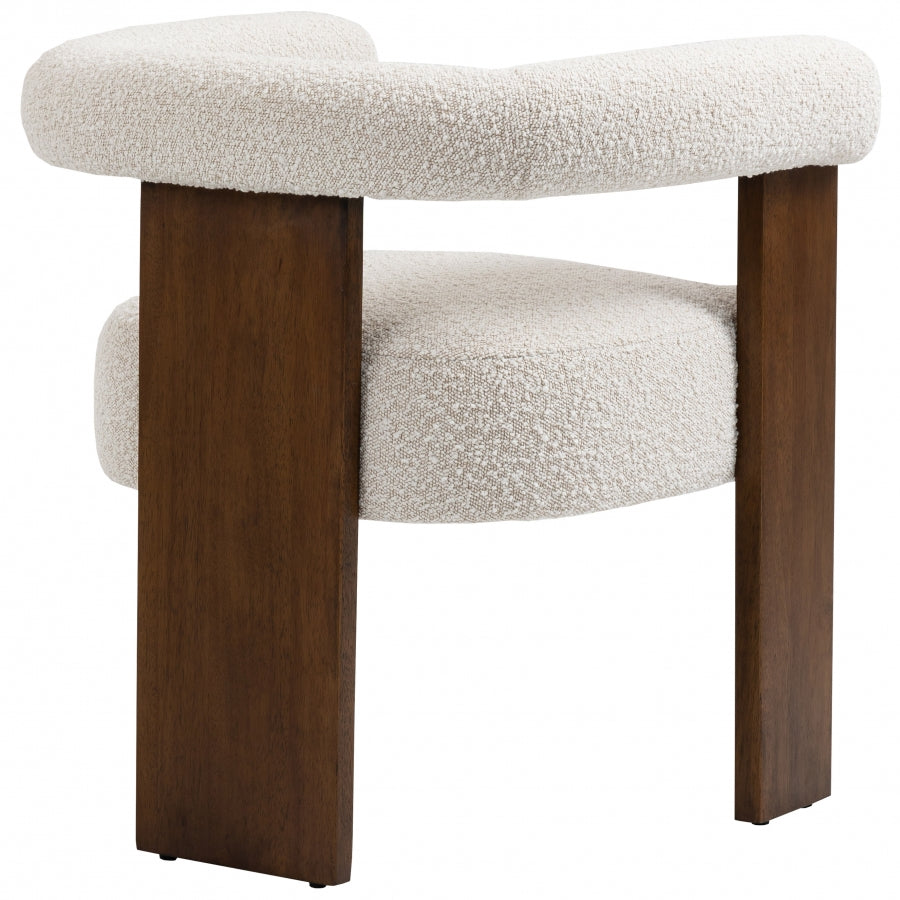 Barrel Cream Boucle Fabric Dining Chair