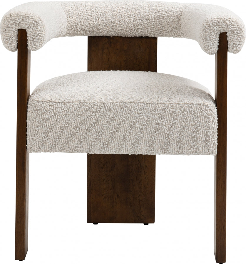 Barrel Cream Boucle Fabric Dining Chair