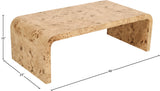 Cresthill Stunning Burl Wood Art Deco Coffee Table - Curved Design, Natural Finish, 200 lbs Capacity