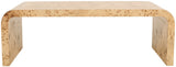 Cresthill Stunning Burl Wood Art Deco Coffee Table - Curved Design, Natural Finish, 200 lbs Capacity