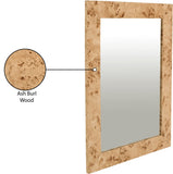 Cresthill Elegant Ash Burl Wood Art Deco Mirror - Curved Design, Natural Finish, 36" W x 48" H