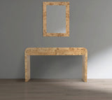 Cresthill Elegant Ash Burl Wood Art Deco Mirror - Curved Design, Natural Finish, 36" W x 48" H
