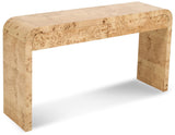 Cresthill Elegant Burl Wood Art Deco Console Table - Curved Design, Sturdy 200 lbs Capacity, Natural Finish