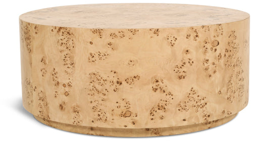 Burl Art Deco Coffee Table - Stunning Ash Burl Wood Design, 200 lbs Capacity, Natural Finish 36" W