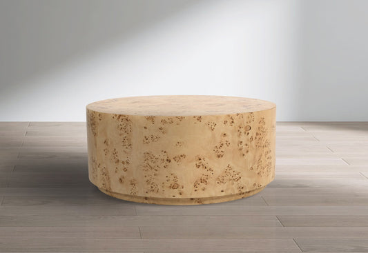 Burl Art Deco Coffee Table - Stunning Ash Burl Wood Design, 200 lbs Capacity, Natural Finish 36" W