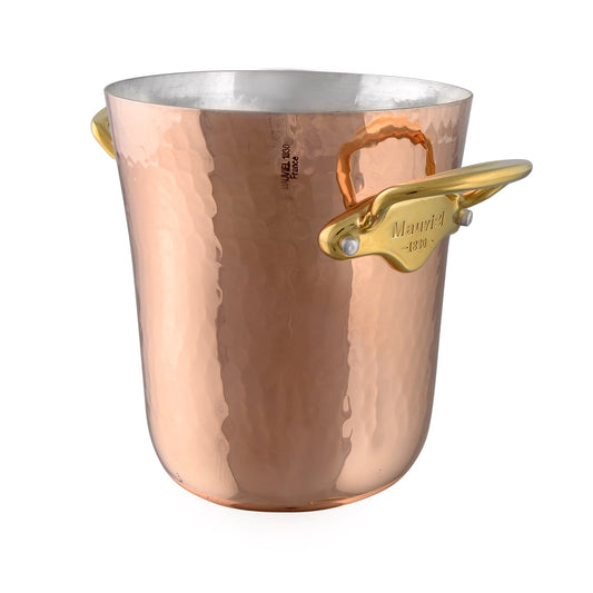 Mauviel M'30 Hammered Copper Ice Bucket with Brass Handles, 4.7-In