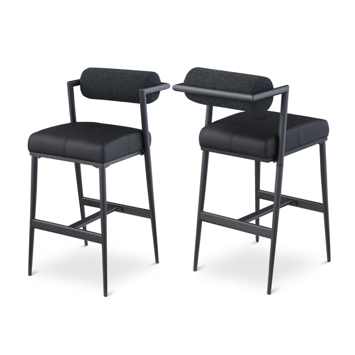 Stryker Boucle Fabric and Faux Leather Bar / Counter Stools