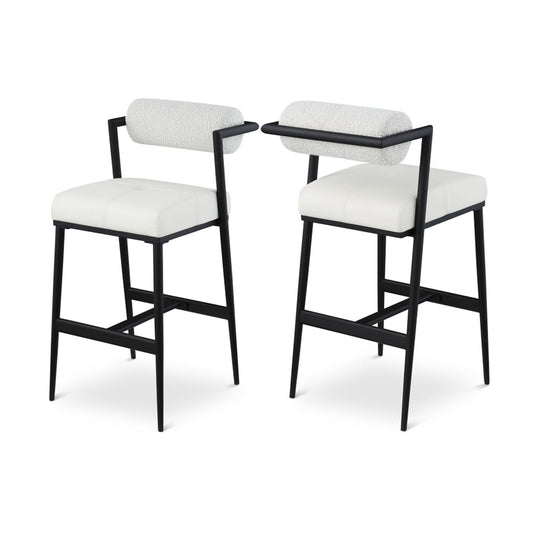 Stryker Boucle Fabric and Faux Leather Bar / Counter Stools