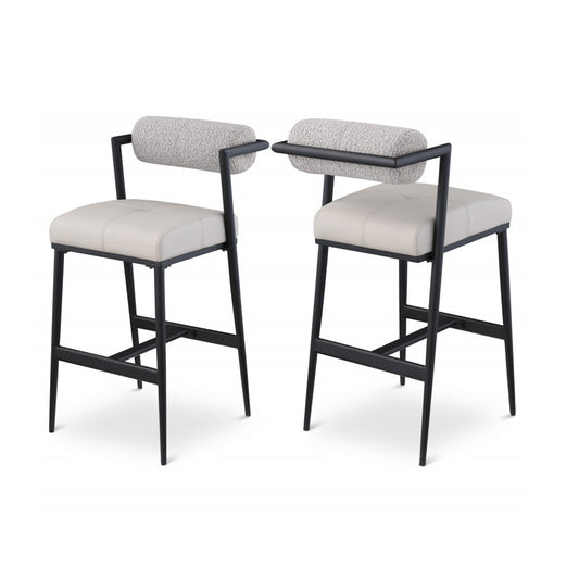 Stryker Boucle Fabric and Faux Leather Bar / Counter Stools