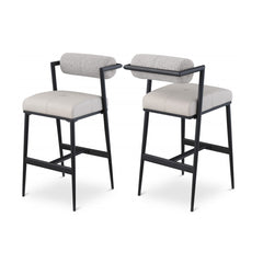 Stryker Boucle Fabric and Faux Leather Bar / Counter Stools