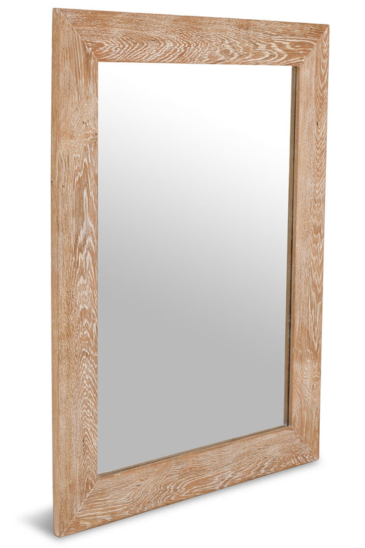 Cresthill Art Deco Mirror with White Oak Finish – Elegant Glass Design, Sturdy & Stylish Decor Piece