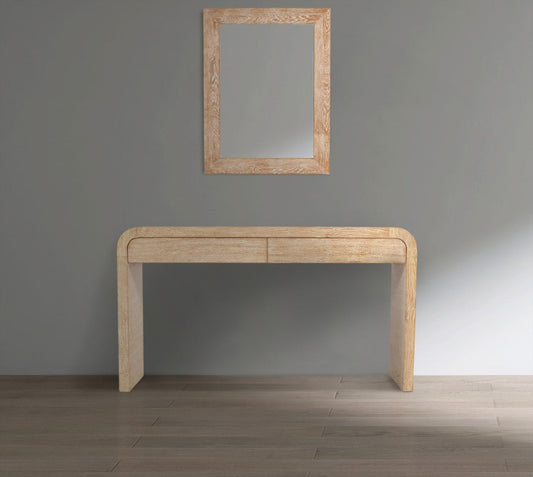 Cresthill Art Deco Mirror with White Oak Finish – Elegant Glass Design, Sturdy & Stylish Decor Piece