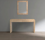 Cresthill Art Deco Mirror with White Oak Finish – Elegant Glass Design, Sturdy & Stylish Decor Piece