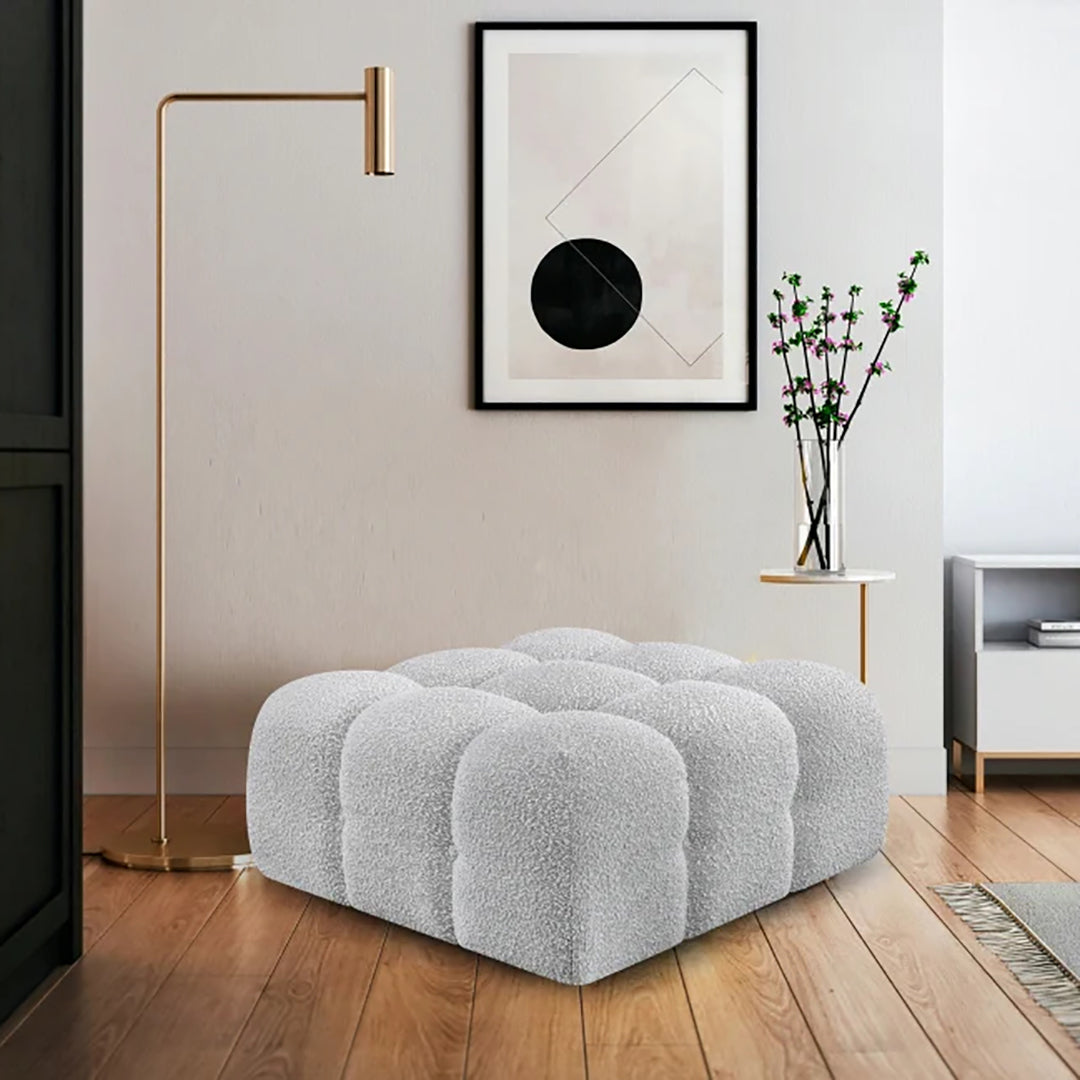 Ames Boucle Fabric Ottoman