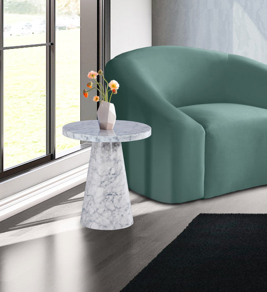 Omni Contemporary 20-Inch Round End Table with Sculptural Base for a Luxurious Living Space Upgrade