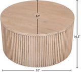 Oakhill Contemporary Coffee Table in Solid Mango Wood with Chic Fluted Design & White Oak Finish