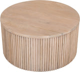 Oakhill Contemporary Coffee Table in Solid Mango Wood with Chic Fluted Design & White Oak Finish