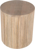 Oakhill Contemporary End Table in White Oak Finish - Solid Mango Wood with Chic Fluted Design