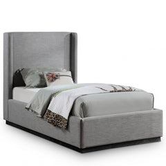 Flynn Linen Textured Fabric Bed - Black Finish