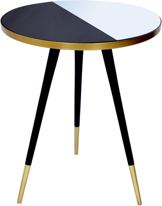 Reflection Iron End Table with Mirrored Top & Gold-Tipped Legs - Modern Minimalist Charm for Any Room