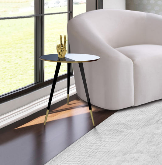 Reflection Iron End Table with Mirrored Top & Gold-Tipped Legs - Modern Minimalist Charm for Any Room
