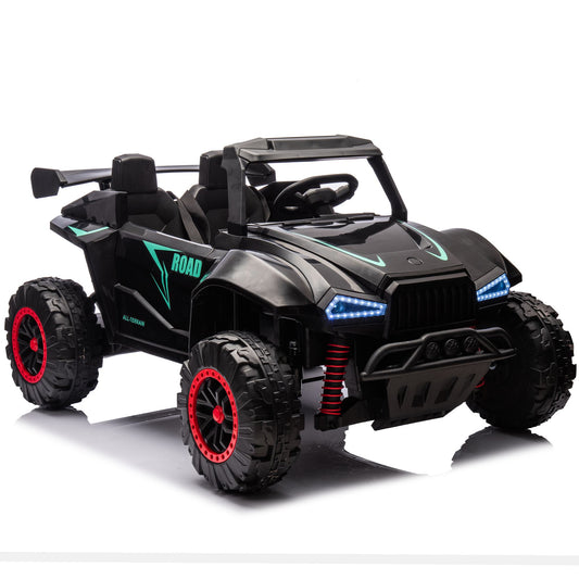 24V 2-Seater 4-Wheel Suspension Kids Police Car with Parent Control, Ride on Toys with Bluetooth, USB/TF, 47.5" L x 32.5" W x 25" H, Black