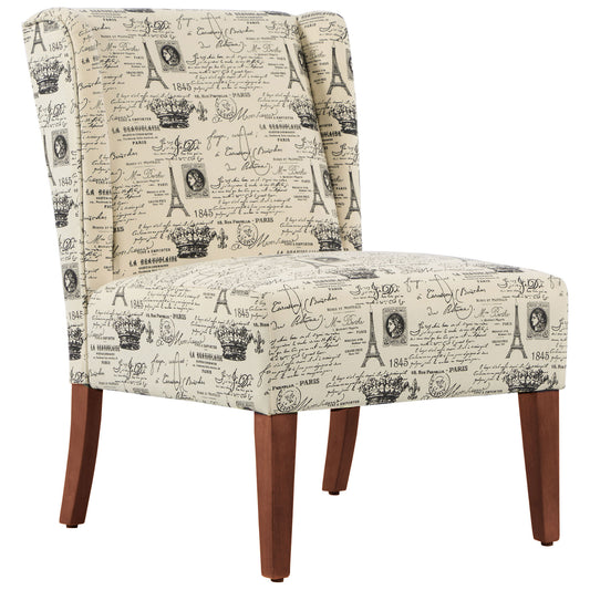 HOMCOM Upholstered Armless Accent Chair Leisure Side Chair with Wingback Single Sofa for Living Room  Bedroom  Architecture Print