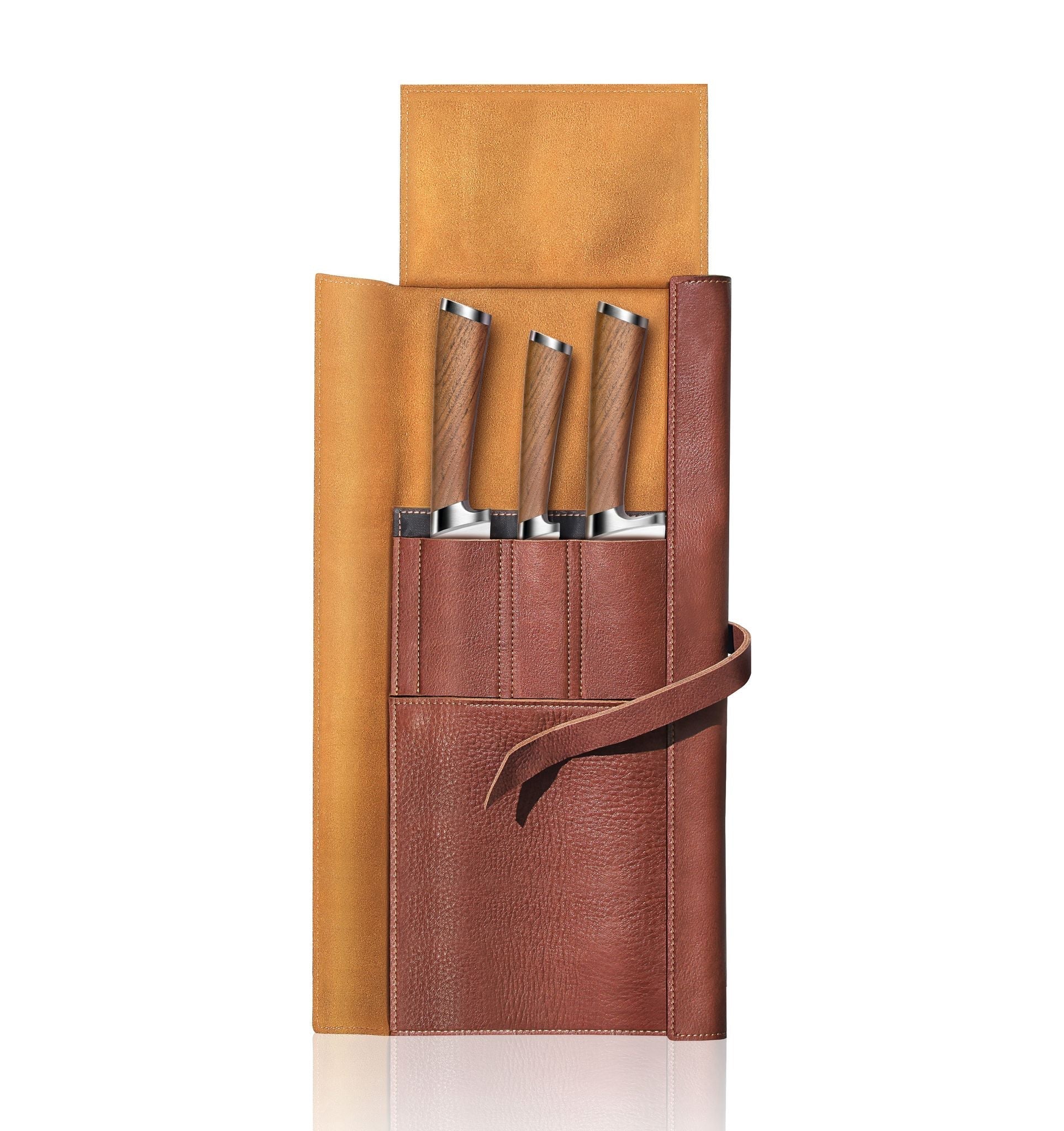 H1 Series 4 Piece Leather Roll Knife Set, Silver, 59939