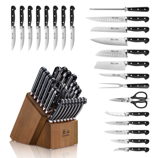 V2 Series 23-Piece Knife Block Set, Forged German Steel, Acacia Block, 1024128