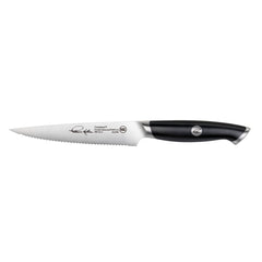 TKSC 5-Inch Serrated Utility Knife, Forged Swedish Powder Steel, Thomas Keller Signature Collection, Black, 1023909