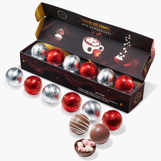 Hot Chocolate Bombs - Set of 6-2 Flavors White & Red