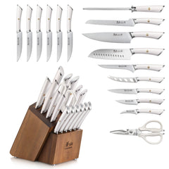 ELBERT Series 17-Piece Knife Block Set, Forged German Steel, Acacia Block